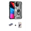MARSİLYAN™- iPhone 13 Pro Max Kılıf Ahenk Klasik Koleksiyonu - Siyah Bilvis 3D Mat Cam Ekran Koruyucu + Renkli Kamera Lens Koruma Cam - TU