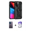 MARSİLYAN™- iPhone 13 Pro Max Kılıf Ahenk Klasik Koleksiyonu - Siyah Bilvis 5in1 3D Magic Cam Ekran Koruyucu + Neon Fosforlu Kamera Lens - MI