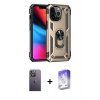 MARSİLYAN™- iPhone 13 Pro Max Kılıf Ahenk Klasik Koleksiyonu - Siyah Bilvis 5in1 3D Magic Cam Ekran Koruyucu + Neon Fosforlu Kamera Lens - BZ