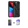 MARSİLYAN™- iPhone 13 Pro Max Kılıf Ahenk Klasik Koleksiyonu - Siyah Bilvis 5in1 3D Magic Cam Ekran Koruyucu + Neon Fosforlu Kamera Lens - YL