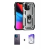 MARSİLYAN™- iPhone 13 Pro Max Kılıf Ahenk Klasik Koleksiyonu - Siyah Bilvis 5in1 3D Magic Cam Ekran Koruyucu + Neon Fosforlu Kamera Lens - MI