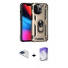 MARSİLYAN™- iPhone 13 Pro Max Kılıf Ahenk Klasik Koleksiyonu - Siyah Bilvis 5in1 3D Magic Cam Ekran Koruyucu + Lacivert Pers Alüminyum Kamera Lens