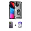 MARSİLYAN™- iPhone 13 Pro Max Kılıf Ahenk Klasik Koleksiyonu - Siyah Bilvis 5in1 3D Magic Cam Ekran Koruyucu + Neon Fosforlu Kamera Lens - YL