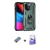 MARSİLYAN™- iPhone 13 Pro Max Kılıf Ahenk Klasik Koleksiyonu - Siyah Bilvis 5in1 5D Magic Hayalet Cam Ekran Koruyucu + Kırmızı Metal Kamera Lens Koruma Cam