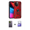 MARSİLYAN™- iPhone 13 Pro Max Kılıf Ahenk Klasik Koleksiyonu - Siyah Bilvis 5in1 5D Magic Hayalet Cam Ekran Koruyucu + Yeşil Neon Fosforlu Kamera Lens