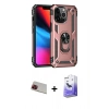 MARSİLYAN™- iPhone 13 Pro Max Kılıf Ahenk Klasik Koleksiyonu - Siyah Bilvis 5in1 5D Magic Hayalet Cam Ekran Koruyucu + Rainbow Kamera Lens Koruma Cam - KI