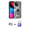 MARSİLYAN™- iPhone 13 Pro Max Kılıf Ahenk Klasik Koleksiyonu - Siyah Bilvis 5in1 5D Magic Hayalet Cam Ekran Koruyucu + Rainbow Kamera Lens Koruma Cam - MR
