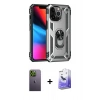 MARSİLYAN™- iPhone 13 Pro Max Kılıf Ahenk Klasik Koleksiyonu - Siyah Bilvis 5in1 5D Magic Hayalet Cam Ekran Koruyucu + Yeşil Neon Fosforlu Kamera Lens