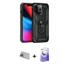 MARSİLYAN™- iPhone 13 Pro Max Kılıf Ahenk Klasik Koleksiyonu - Siyah Bilvis 5in1 5D Magic Hayalet Cam Ekran Koruyucu + Rainbow Kamera Lens Koruma Cam - MR