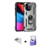 MARSİLYAN™- iPhone 13 Pro Max Kılıf Ahenk Klasik Koleksiyonu - Siyah Bilvis 5in1 5D Magic Hayalet Cam Ekran Koruyucu + Pers Alüminyum Kamera Lens - SABE