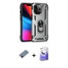 MARSİLYAN™- iPhone 13 Pro Max Kılıf Ahenk Klasik Koleksiyonu - Siyah Bilvis 5in1 5D Magic Hayalet Cam Ekran Koruyucu + Kırmızı Metal Kamera Lens Koruma Cam
