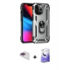 MARSİLYAN™- iPhone 13 Pro Max Kılıf Ahenk Klasik Koleksiyonu - Siyah Bilvis 5in1 5D Magic Hayalet Cam Ekran Koruyucu + Pers Alüminyum Kamera Lens - GI