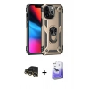 MARSİLYAN™- iPhone 13 Pro Max Kılıf Ahenk Klasik Koleksiyonu - Siyah Bilvis 5in1 5D Magic Hayalet Cam Ekran Koruyucu + Raze Metal Kamera Lens - GD