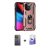 MARSİLYAN™- iPhone 13 Pro Max Kılıf Ahenk Klasik Koleksiyonu - Siyah Bilvis 5in1 5D Magic Hayalet Cam Ekran Koruyucu + Yeşil Neon Fosforlu Kamera Lens