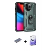 MARSİLYAN™- iPhone 13 Pro Max Kılıf Ahenk Klasik Koleksiyonu - Siyah Bilvis 5in1 5D Magic Hayalet Cam Ekran Koruyucu + Mavi Renkli Kamera Lens Koruma Cam