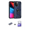 MARSİLYAN™- iPhone 13 Pro Max Kılıf Ahenk Klasik Koleksiyonu - Siyah Bilvis 5in1 5D Magic Hayalet Cam Ekran Koruyucu + Mavi Renkli Kamera Lens Koruma Cam