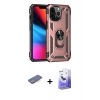MARSİLYAN™- iPhone 13 Pro Max Kılıf Ahenk Klasik Koleksiyonu - Siyah Bilvis 5in1 5D Magic Hayalet Cam Ekran Koruyucu + Mavi Renkli Kamera Lens Koruma Cam