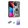 MARSİLYAN™- iPhone 13 Pro Max Kılıf Ahenk Klasik Koleksiyonu - Siyah Bilvis 5in1 5D Magic Hayalet Cam Ekran Koruyucu + Pembe Renkli Kamera Lens Koruma Cam