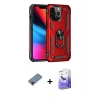 MARSİLYAN™- iPhone 13 Pro Max Kılıf Ahenk Klasik Koleksiyonu - Siyah Bilvis 5in1 5D Magic Hayalet Cam Ekran Koruyucu + Kırmızı Metal Kamera Lens Koruma Cam