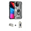 MARSİLYAN™- iPhone 13 Pro Max Kılıf Ahenk Klasik Koleksiyonu - Siyah Bilvis Hayalet Cam Ekran Koruyucu + Rainbow Kamera Lens Koruma Cam - BZ