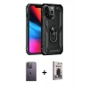MARSİLYAN™- iPhone 13 Pro Max Kılıf Ahenk Klasik Koleksiyonu - Siyah Bilvis Hayalet Cam Ekran Koruyucu + Beyaz Neon Fosforlu Kamera Lens