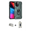 MARSİLYAN™- iPhone 13 Pro Max Kılıf Ahenk Klasik Koleksiyonu - Siyah Bilvis Hayalet Cam Ekran Koruyucu + Rainbow Kamera Lens Koruma Cam - BZ