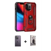 MARSİLYAN™- iPhone 13 Pro Max Kılıf Ahenk Klasik Koleksiyonu - Siyah Bilvis Hayalet Cam Ekran Koruyucu + Beyaz Neon Fosforlu Kamera Lens