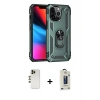 MARSİLYAN™- iPhone 13 Pro Max Kılıf Ahenk Klasik Koleksiyonu - Siyah Bilvis Hayalet Cam Ekran Koruyucu + Gold Shine Kamera Lens