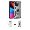 MARSİLYAN™- iPhone 13 Pro Max Kılıf Ahenk Klasik Koleksiyonu - Siyah Bilvis Hayalet Cam Ekran Koruyucu + Gold Shine Kamera Lens