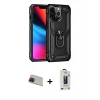 MARSİLYAN™- iPhone 13 Pro Max Kılıf Ahenk Klasik Koleksiyonu - Siyah Bilvis Hayalet Cam Ekran Koruyucu + Kırmızı Rainbow Kamera Lens Koruma Cam