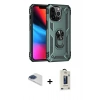 MARSİLYAN™- iPhone 13 Pro Max Kılıf Ahenk Klasik Koleksiyonu - Siyah Bilvis Hayalet Cam Ekran Koruyucu + Lacivert Pers Alüminyum Kamera Lens