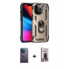 MARSİLYAN™- iPhone 13 Pro Max Kılıf Ahenk Klasik Koleksiyonu - Siyah Bilvis Hayalet Cam Ekran Koruyucu + Neon Fosforlu Kamera Lens - MI