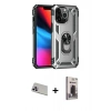 MARSİLYAN™- iPhone 13 Pro Max Kılıf Ahenk Klasik Koleksiyonu - Siyah Bilvis Hayalet Cam Ekran Koruyucu + Rainbow Kamera Lens Koruma Cam - MR