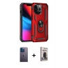 MARSİLYAN™- iPhone 13 Pro Max Kılıf Ahenk Klasik Koleksiyonu - Siyah Bilvis Hayalet Cam Ekran Koruyucu + Neon Fosforlu Kamera Lens - MI