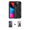 MARSİLYAN™- iPhone 13 Pro Max Kılıf Ahenk Klasik Koleksiyonu - Siyah Bilvis Hayalet Cam Ekran Koruyucu + Neon Fosforlu Kamera Lens - MI
