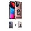 MARSİLYAN™- iPhone 13 Pro Max Kılıf Ahenk Klasik Koleksiyonu - Siyah Bilvis Hayalet Cam Ekran Koruyucu + Neon Fosforlu Kamera Lens - MI