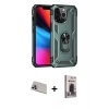 MARSİLYAN™- iPhone 13 Pro Max Kılıf Ahenk Klasik Koleksiyonu - Siyah Bilvis Hayalet Cam Ekran Koruyucu + Rainbow Kamera Lens Koruma Cam - MR
