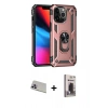 MARSİLYAN™- iPhone 13 Pro Max Kılıf Ahenk Klasik Koleksiyonu - Siyah Bilvis Hayalet Cam Ekran Koruyucu + Rainbow Kamera Lens Koruma Cam - MR