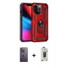 MARSİLYAN™- iPhone 13 Pro Max Kılıf Ahenk Klasik Koleksiyonu - Siyah Bilvis Hayalet Cam Ekran Koruyucu + Neon Fosforlu Kamera Lens - BZ