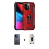 MARSİLYAN™- iPhone 13 Pro Max Kılıf Ahenk Klasik Koleksiyonu - Siyah Bilvis Hayalet Cam Ekran Koruyucu + Neon Fosforlu Kamera Lens - MI