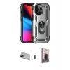 MARSİLYAN™- iPhone 13 Pro Max Kılıf Ahenk Klasik Koleksiyonu - Siyah Bilvis Hayalet Cam Ekran Koruyucu + Rainbow Kamera Lens Koruma Cam - MI