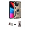 MARSİLYAN™- iPhone 13 Pro Max Kılıf Ahenk Klasik Koleksiyonu - Siyah Bilvis Hayalet Cam Ekran Koruyucu + Rainbow Kamera Lens Koruma Cam - KI