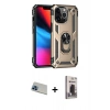 MARSİLYAN™- iPhone 13 Pro Max Kılıf Ahenk Klasik Koleksiyonu - Siyah Bilvis Hayalet Cam Ekran Koruyucu + Rainbow Kamera Lens Koruma Cam - MI