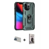 MARSİLYAN™- iPhone 13 Pro Max Kılıf Ahenk Klasik Koleksiyonu - Siyah Bilvis Hayalet Cam Ekran Koruyucu + Rainbow Kamera Lens Koruma Cam - MI