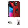 MARSİLYAN™- iPhone 13 Pro Max Kılıf Ahenk Klasik Koleksiyonu - Siyah Bilvis Hayalet Cam Ekran Koruyucu + Rainbow Kamera Lens Koruma Cam - REGD