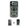 MARSİLYAN™- iPhone 13 Pro Max Kılıf Ahenk Klasik - Şeffaf 360 Full Body Arka Koruyucu + Neon Fosforlu Kamera Lens - BZ
