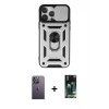 MARSİLYAN™- iPhone 13 Pro Max Kılıf Ahenk Klasik - Şeffaf 360 Full Body Arka Koruyucu + Neon Fosforlu Kamera Lens - BZ