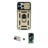 MARSİLYAN™- iPhone 13 Pro Max Kılıf Ahenk Klasik - Şeffaf 360 Full Body Arka Koruyucu + Rainbow Kamera Lens Koruma Cam - KI