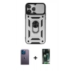 MARSİLYAN™- iPhone 13 Pro Max Kılıf Ahenk Klasik - Şeffaf 360 Full Body Arka Koruyucu + Neon Fosforlu Kamera Lens - MI
