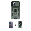 MARSİLYAN™- iPhone 13 Pro Max Kılıf Ahenk Klasik - Şeffaf 360 Full Body Arka Koruyucu + Neon Fosforlu Kamera Lens - MI